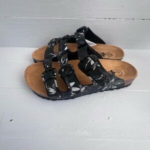 Womens Lico Bioline Sandals Slip On Black Pattern 8.5 Us 39 Made In Spain